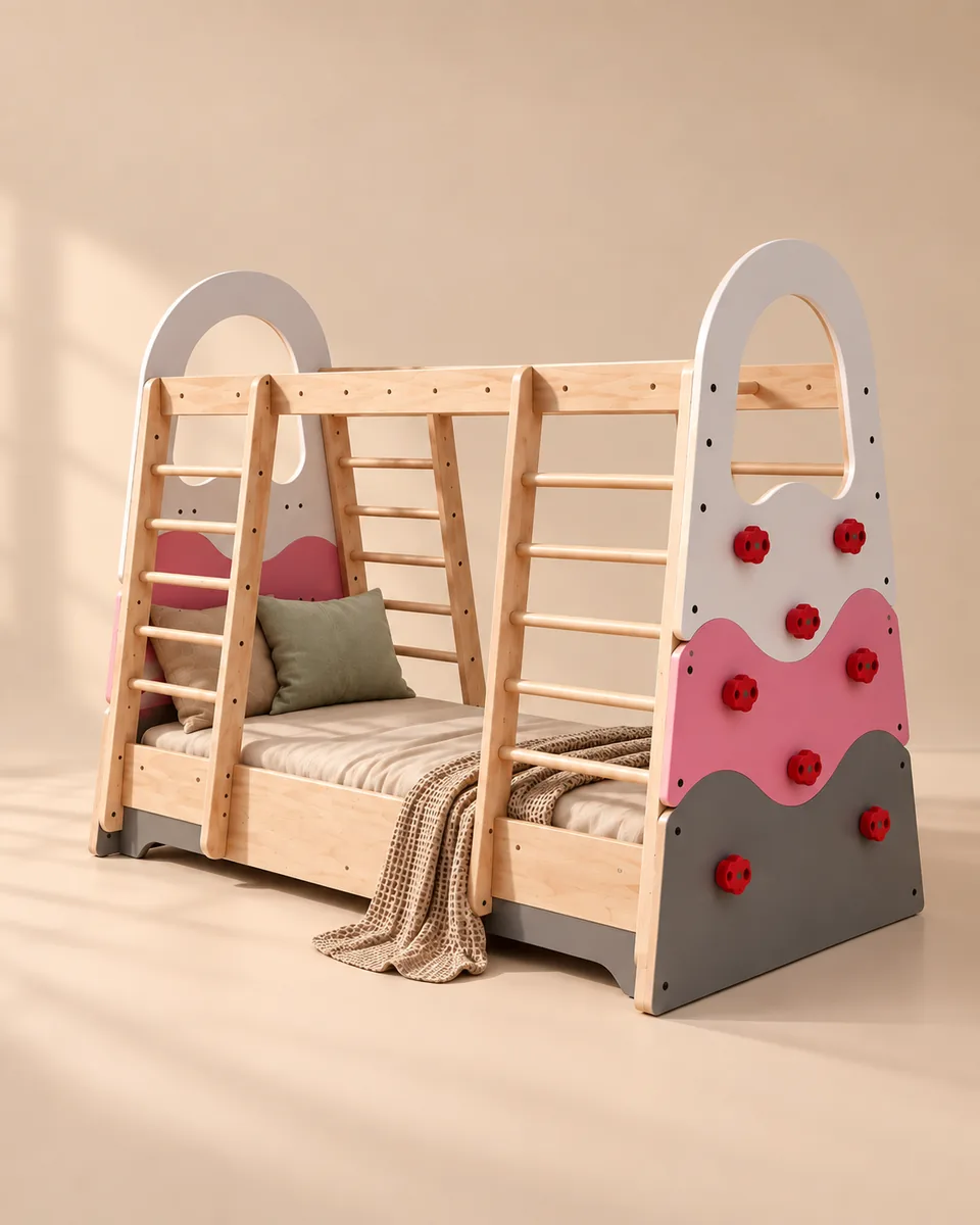 Montessori Play Bed with Climbing Wall - Calineo movement infrastructure