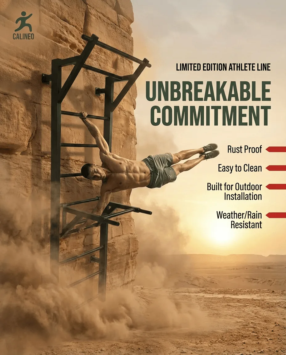 Terra Swedish Ladder athlete performing human flag - rust proof outdoor calisthenics equipment