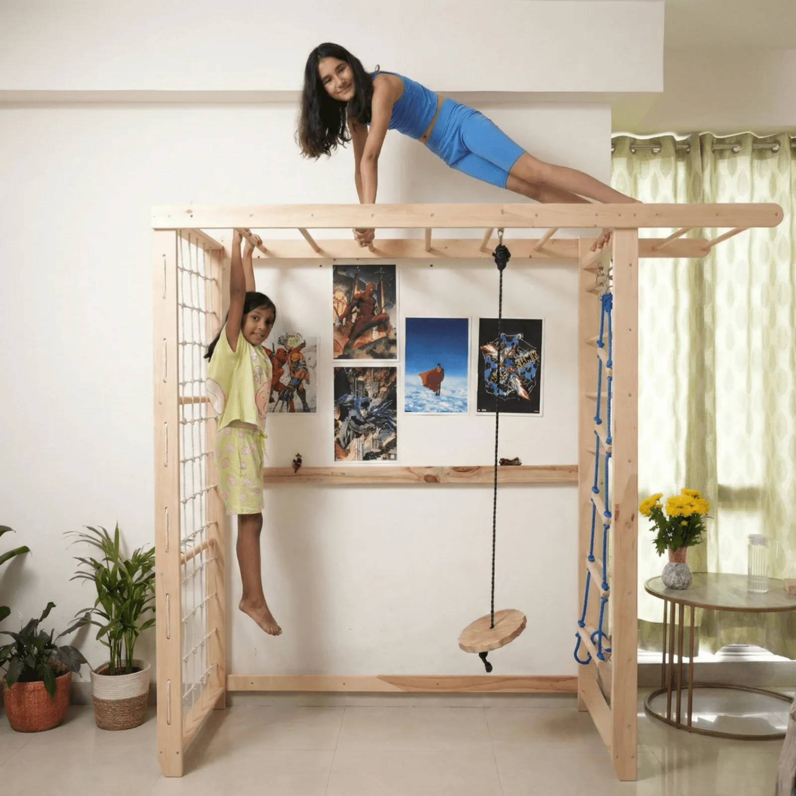 Family using Titan Tower - teen and child exercising together